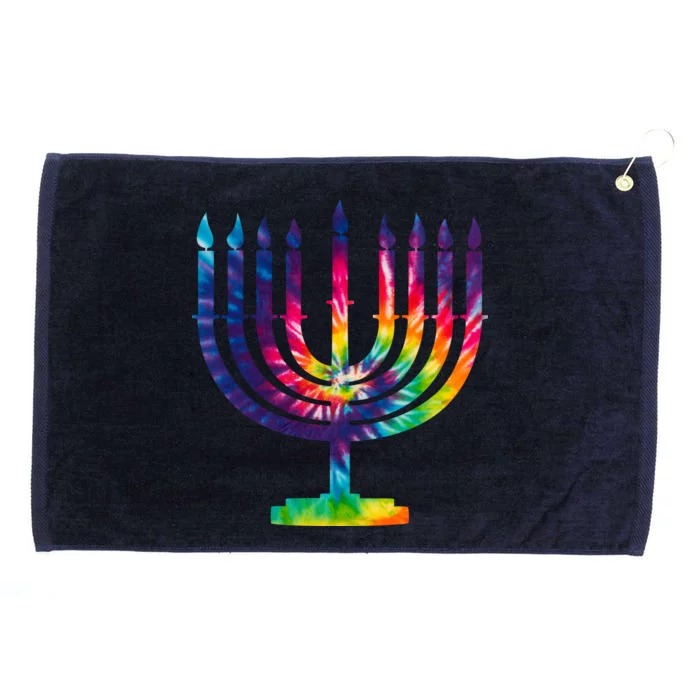 Tie Dye Menorah Hanukkah Chanukah Grommeted Golf Towel