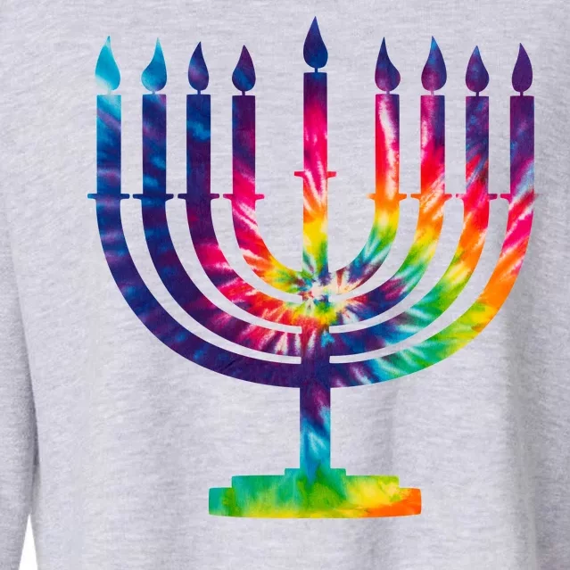 Tie Dye Menorah Hanukkah Chanukah Cropped Pullover Crew