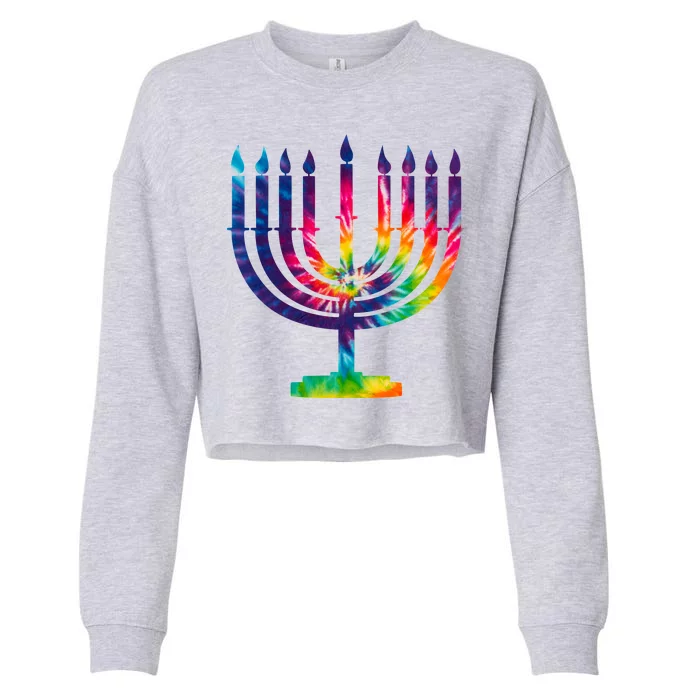 Tie Dye Menorah Hanukkah Chanukah Cropped Pullover Crew