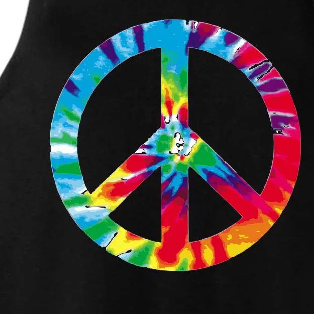 Tie Dye Peace Sign Ladies Tri-Blend Wicking Tank