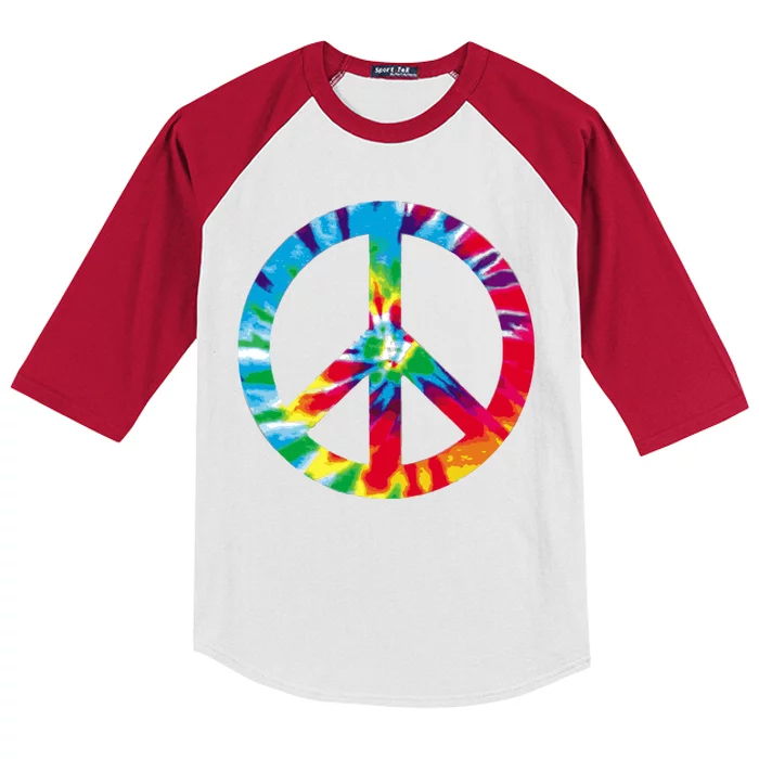 Tie Dye Peace Sign Kids Colorblock Raglan Jersey