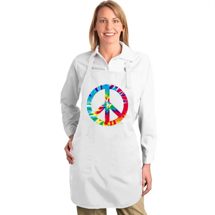 Tie Dye Peace Sign Full-Length Apron With Pocket