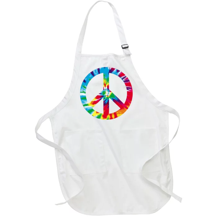 Tie Dye Peace Sign Full-Length Apron With Pocket