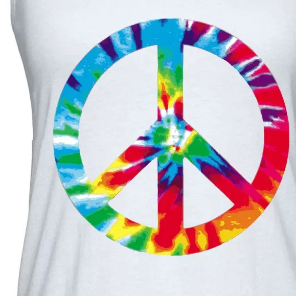 Tie Dye Peace Sign Ladies Essential Flowy Tank