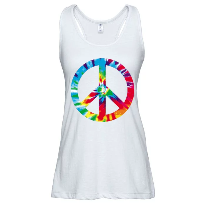 Tie Dye Peace Sign Ladies Essential Flowy Tank