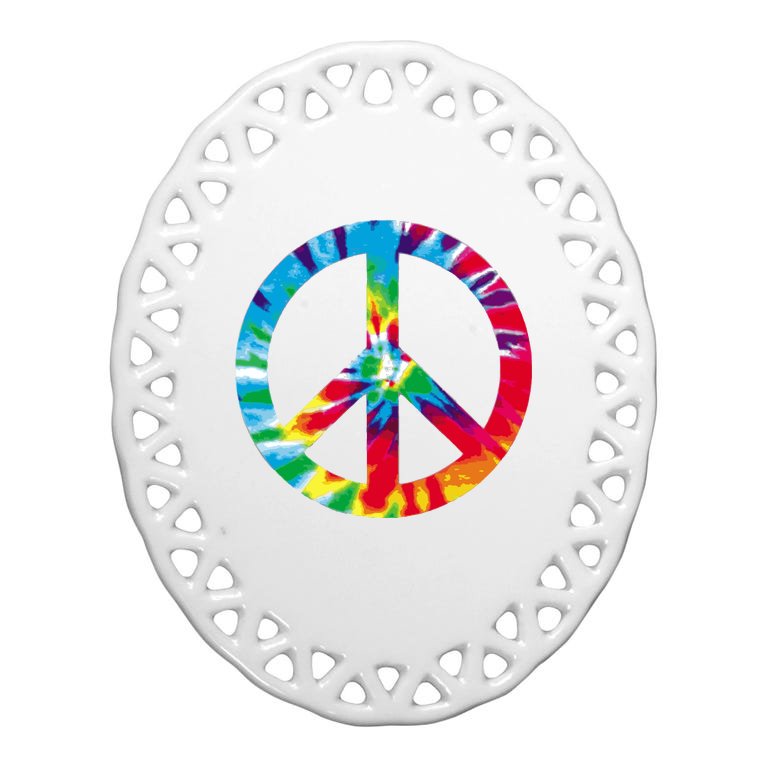 Tie Dye Peace Sign Oval Ornament