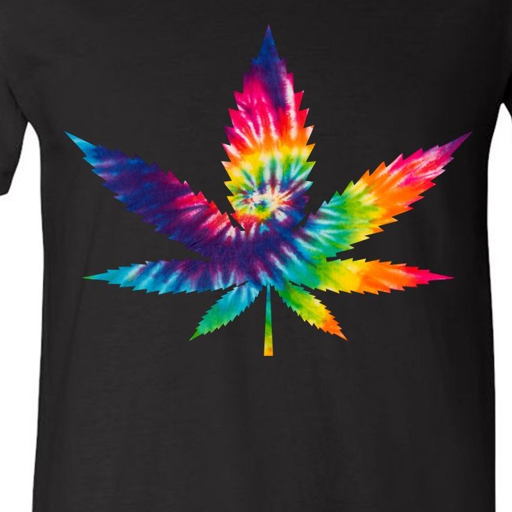 Tie Dye Pot leaf V-Neck T-Shirt