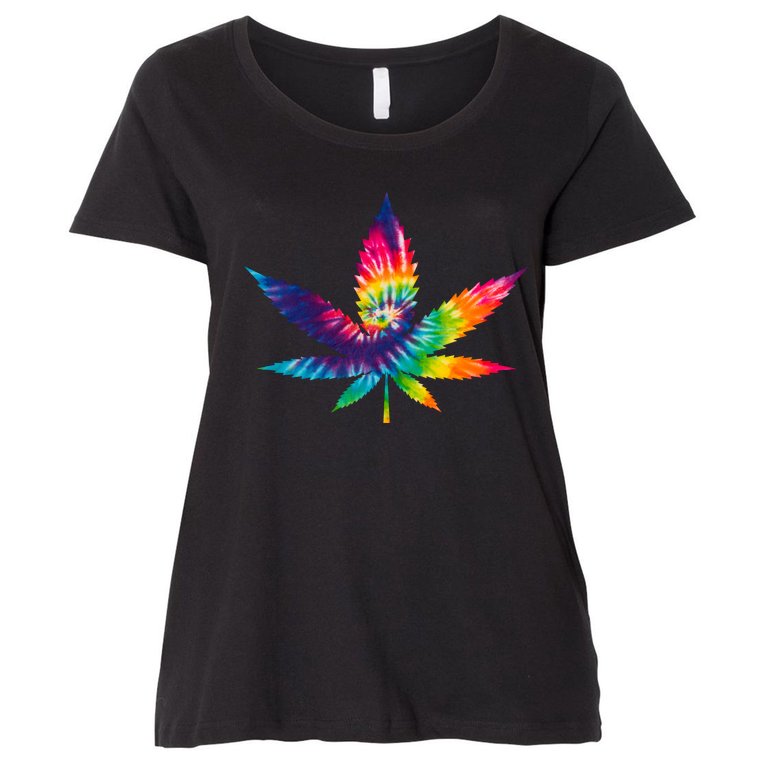 Tie Dye Pot leaf Women's Plus Size T-Shirt