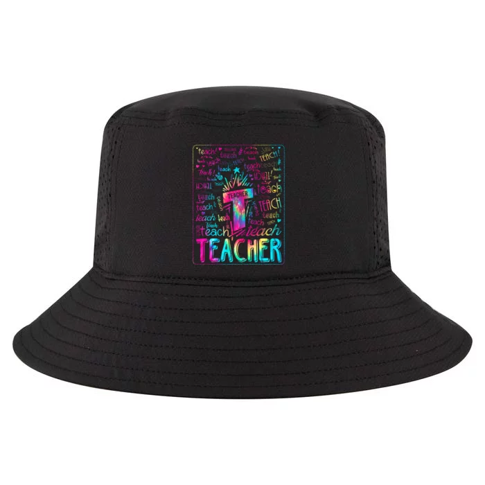 Tie Dye Teacher Typography Word Art Cool Comfort Performance Bucket Hat