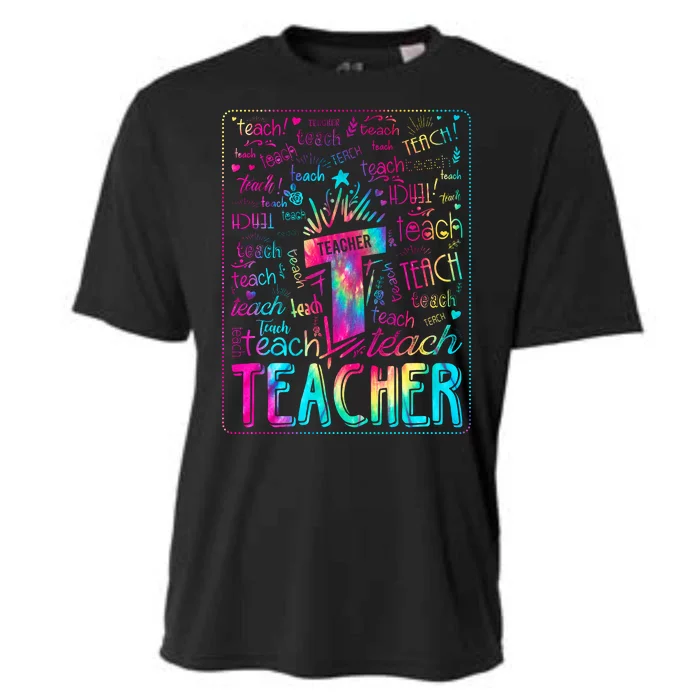 Tie Dye Teacher Typography Word Art Cooling Performance Crew T-Shirt