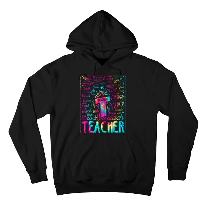 Tie Dye Teacher Typography Word Art Hoodie