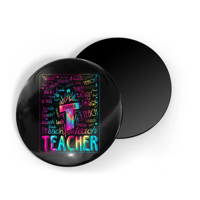 Tie Dye Teacher Typography Word Art Magnet