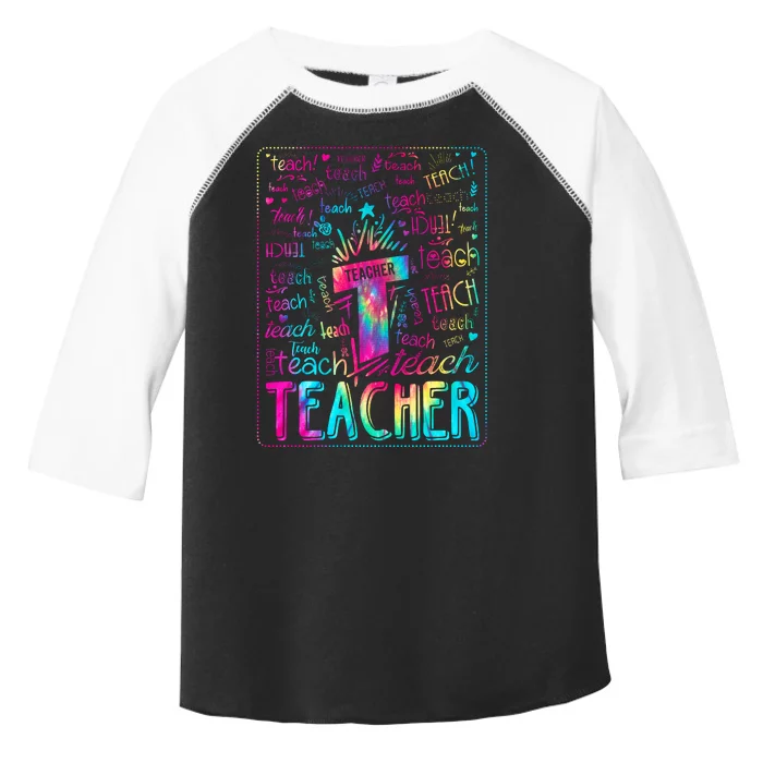 Tie Dye Teacher Typography Word Art Toddler Fine Jersey T-Shirt