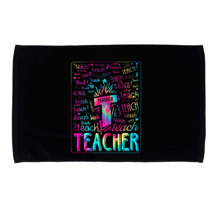 Tie Dye Teacher Typography Word Art Microfiber Hand Towel