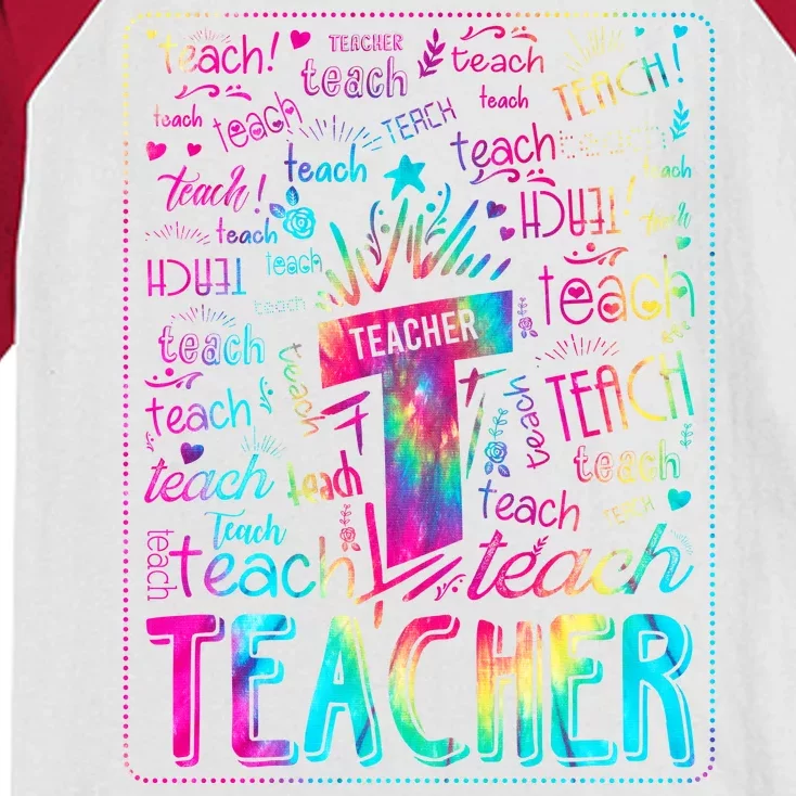 Tie Dye Teacher Typography Word Art Kids Colorblock Raglan Jersey