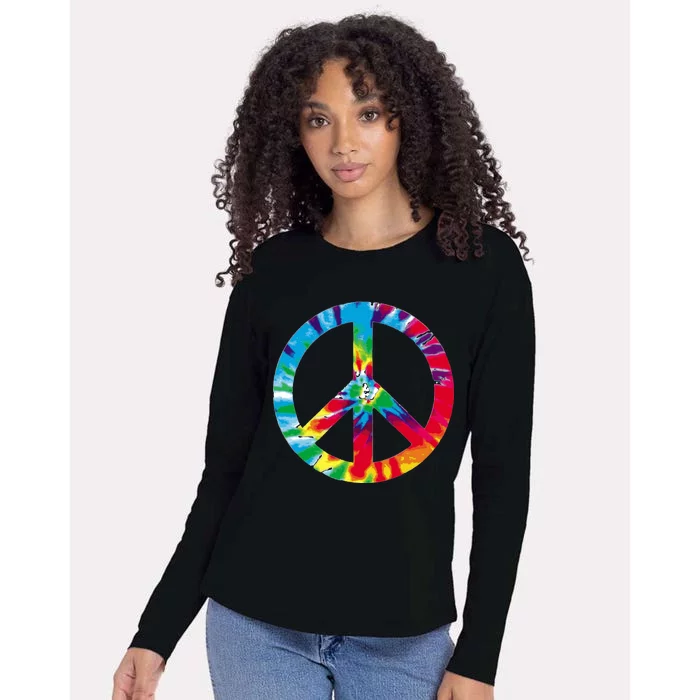 Tie Dye World Peace Sign Womens Cotton Relaxed Long Sleeve T-Shirt