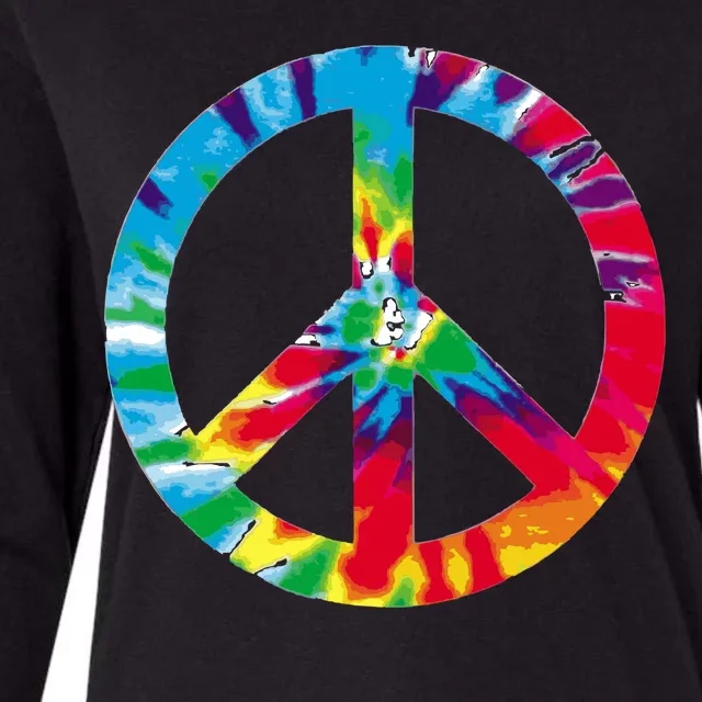 Tie Dye World Peace Sign Womens Cotton Relaxed Long Sleeve T-Shirt