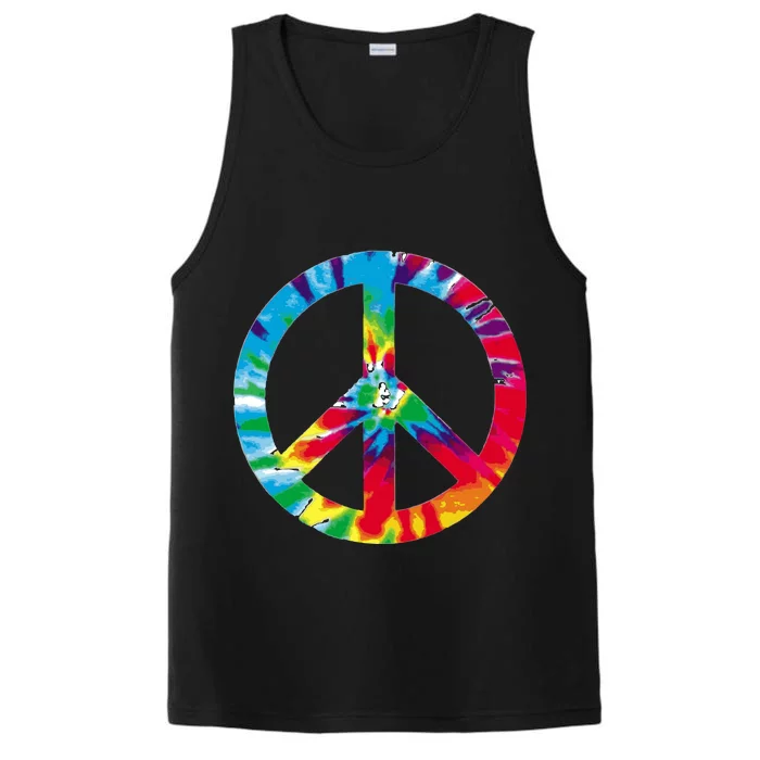 Tie Dye World Peace Sign Performance Tank