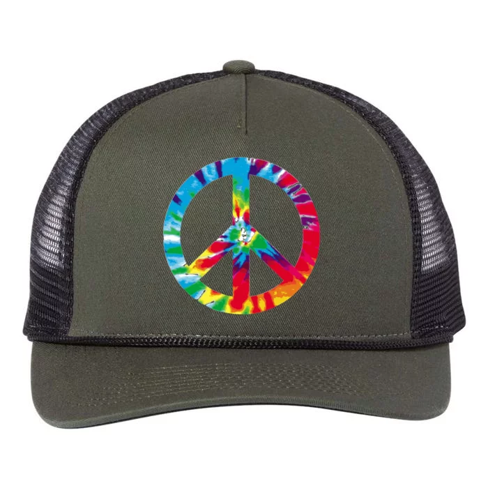 Tie Dye World Peace Sign Retro Rope Trucker Hat Cap