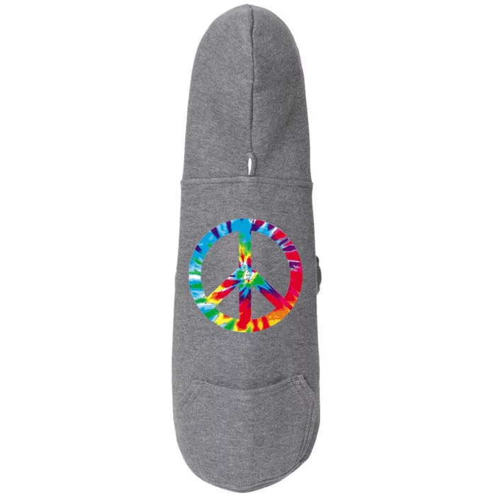 Tie Dye World Peace Sign Doggie 3-End Fleece Hoodie