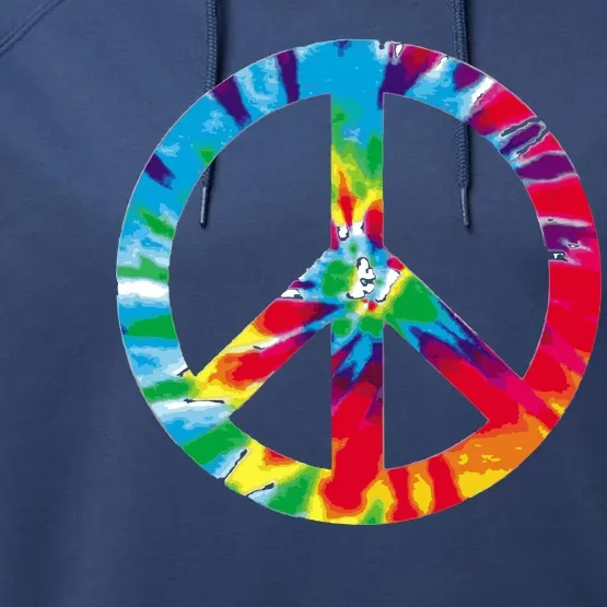 Tie Dye World Peace Sign Performance Fleece Hoodie