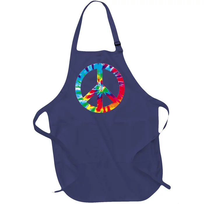 Tie Dye World Peace Sign Full-Length Apron With Pocket