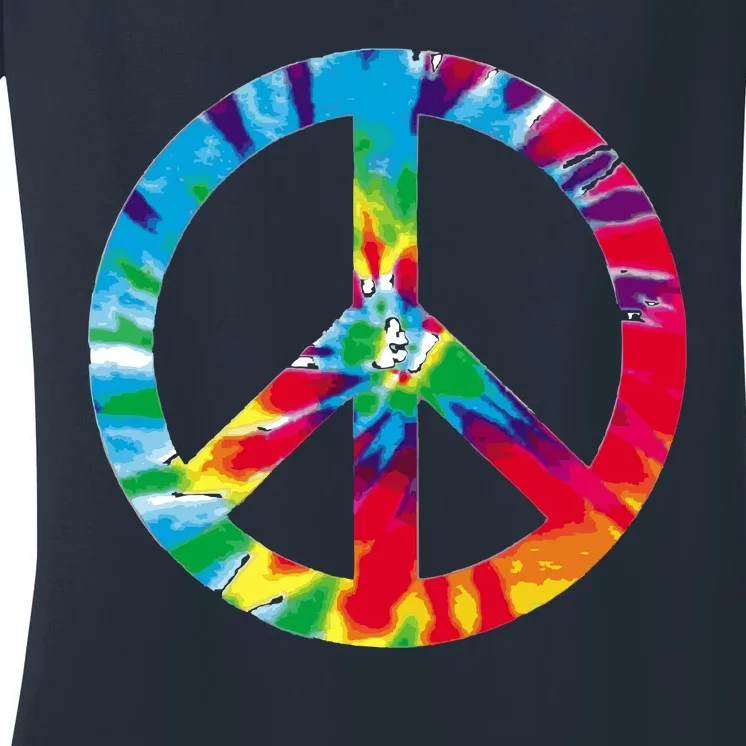 Tie Dye World Peace Sign Women's V-Neck T-Shirt