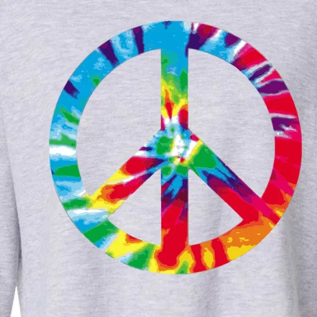 Tie Dye World Peace Sign Cropped Pullover Crew