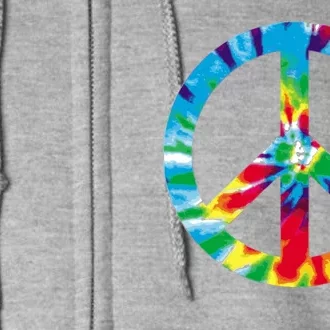 Tie Dye World Peace Sign Full Zip Hoodie