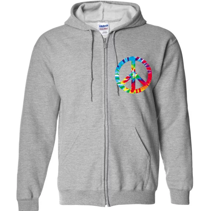 Tie Dye World Peace Sign Full Zip Hoodie