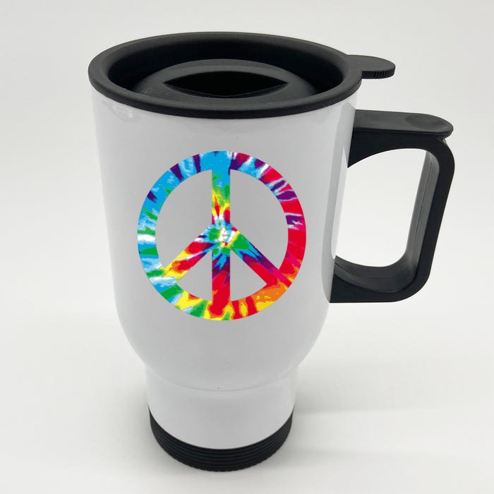 Tie Dye World Peace Sign Front & Back Stainless Steel Travel Mug