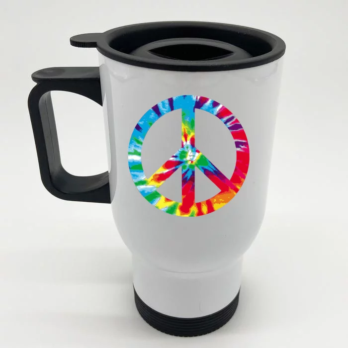 Tie Dye World Peace Sign Front & Back Stainless Steel Travel Mug