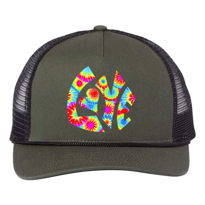 Tie Dyed Love Sign Logo Retro Rope Trucker Hat Cap