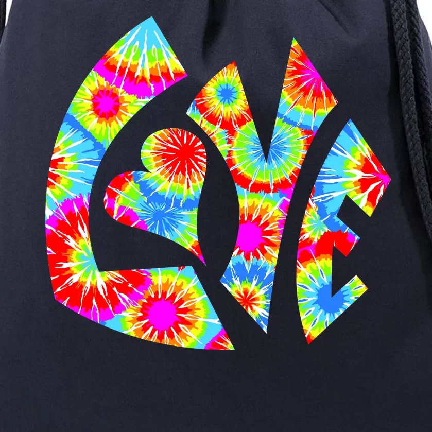 Tie Dyed Love Sign Logo Drawstring Bag