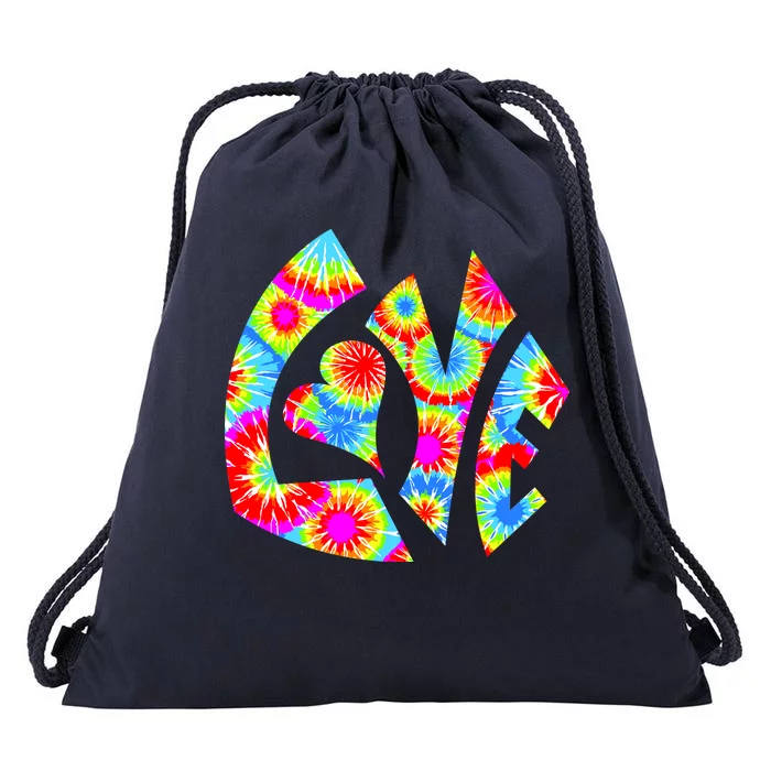 Tie Dyed Love Sign Logo Drawstring Bag