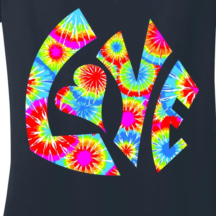 Tie Dyed Love Sign Logo Women's V-Neck T-Shirt