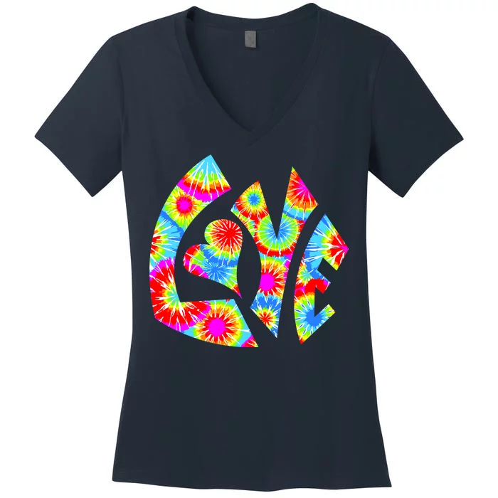 Tie Dyed Love Sign Logo Women's V-Neck T-Shirt