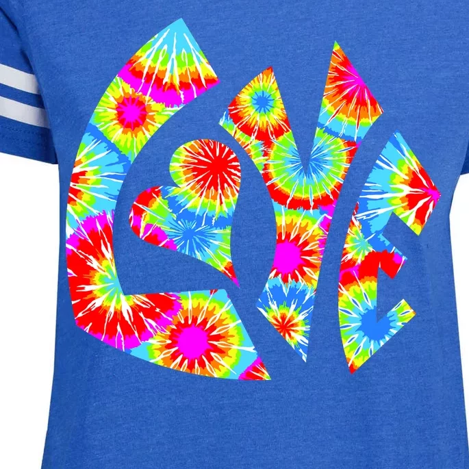 Tie Dyed Love Sign Logo Enza Ladies Jersey Football T-Shirt