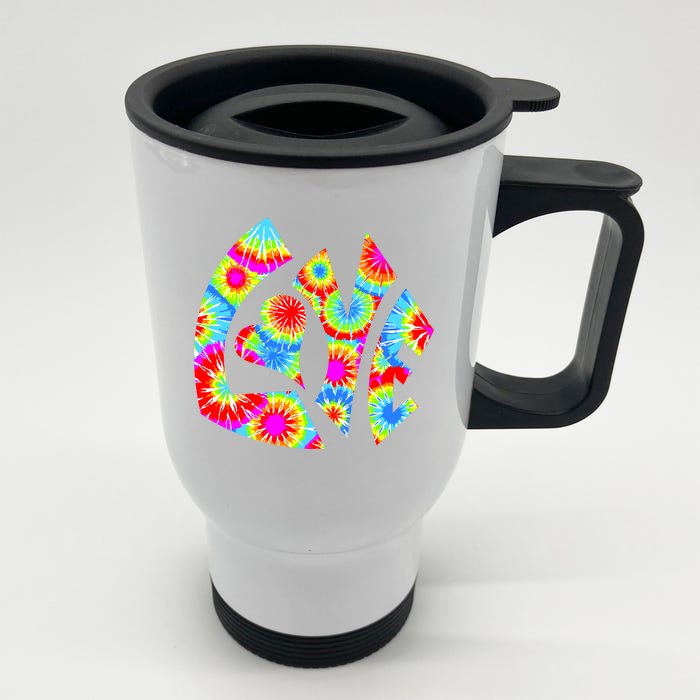 Tie Dyed Love Sign Logo Front & Back Stainless Steel Travel Mug