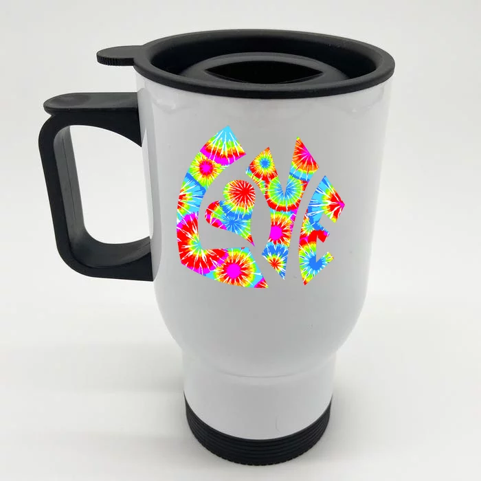 Tie Dyed Love Sign Logo Front & Back Stainless Steel Travel Mug