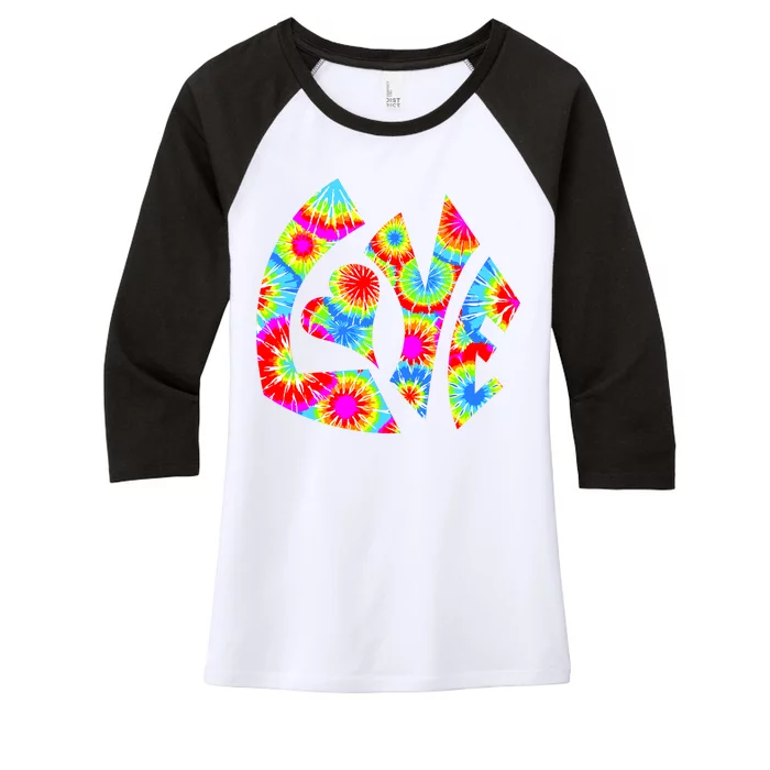 Tie Dyed Love Sign Logo Women's Tri-Blend 3/4-Sleeve Raglan Shirt