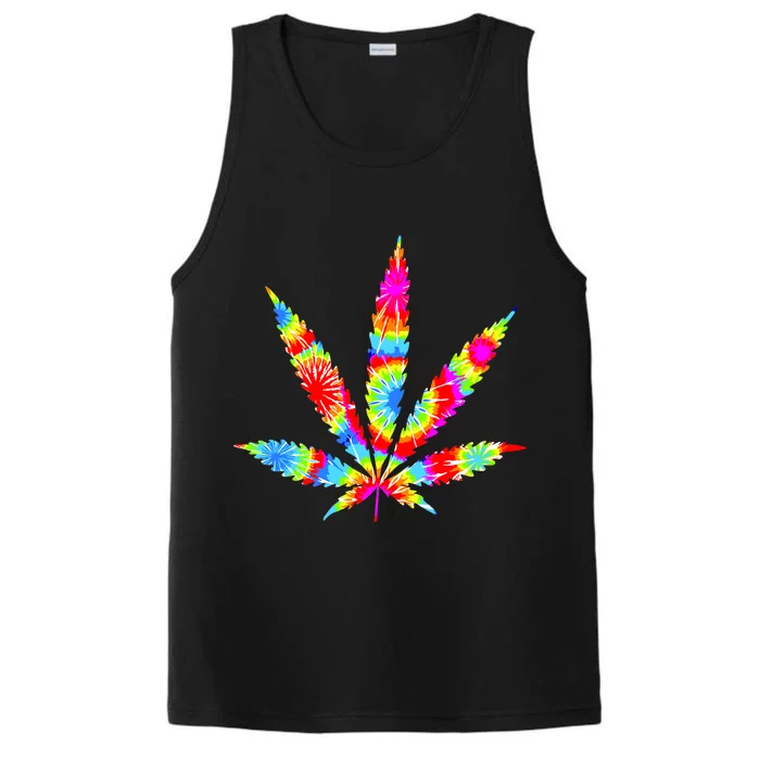 Tie Dyed Weed Symbol Performance Tank