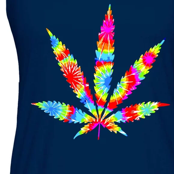 Tie Dyed Weed Symbol Ladies Essential Flowy Tank