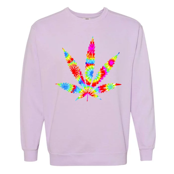 Tie Dyed Weed Symbol Garment-Dyed Sweatshirt