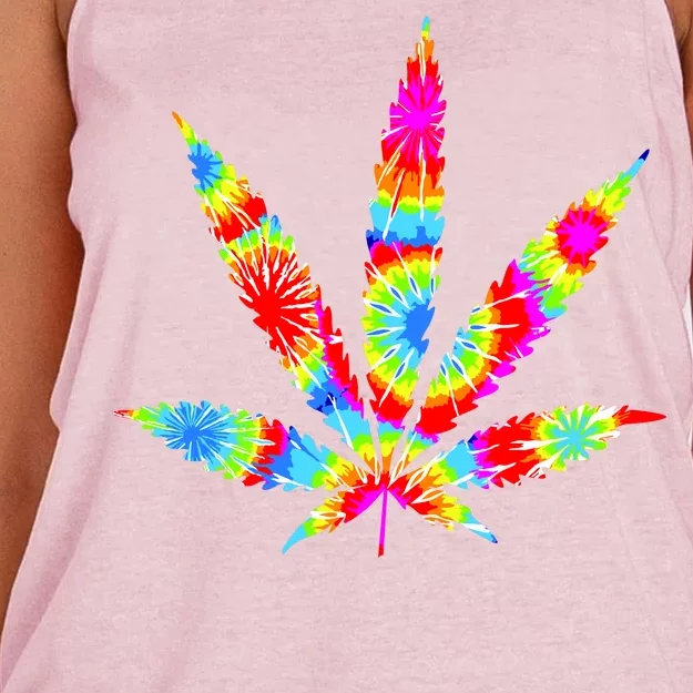 Tie Dyed Weed Symbol Women's Knotted Racerback Tank