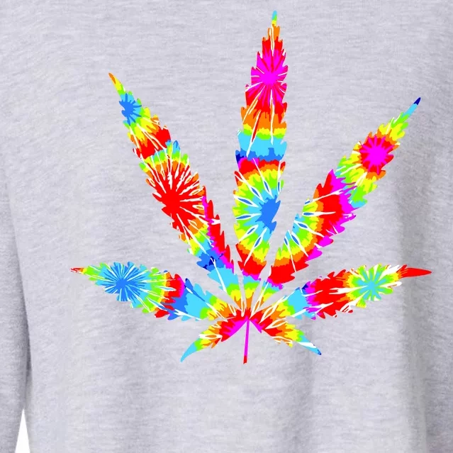 Tie Dyed Weed Symbol Cropped Pullover Crew