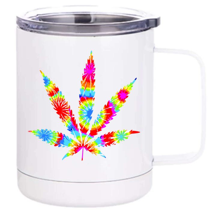 Tie Dyed Weed Symbol Front & Back 12oz Stainless Steel Tumbler Cup