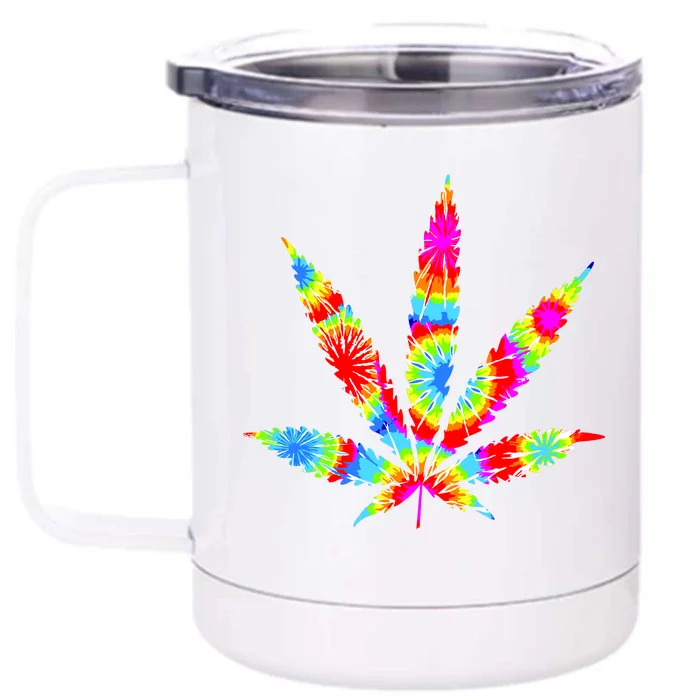 Tie Dyed Weed Symbol Front & Back 12oz Stainless Steel Tumbler Cup