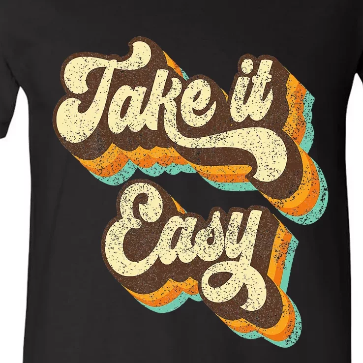 Take It Easy Retro 70s Disco Party Costume V-Neck T-Shirt