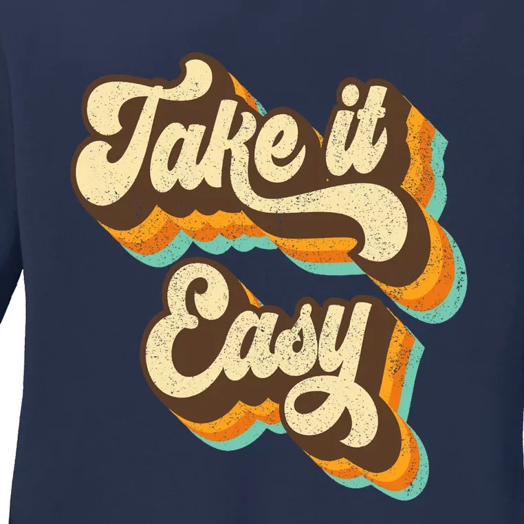 Take It Easy Retro 70s Disco Party Costume Ladies Long Sleeve Shirt